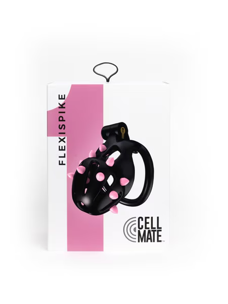 FlexiSpike Size 1 by CellMate Black/Pink – premium chastity device with ergonomic rings, silicone spikes, and secure lock for male control play