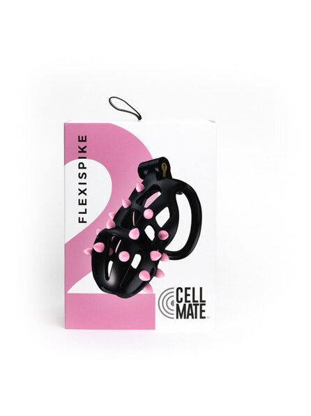 FlexiSpike Size 2 by CellMate Black/Pink – premium chastity device with ergonomic rings, silicone spikes, and secure lock for male control play