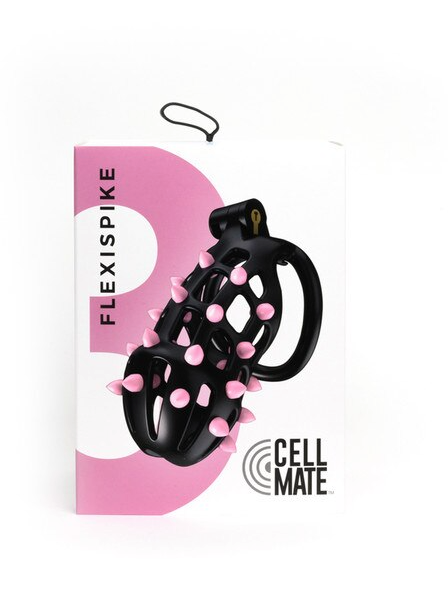 FlexiSpike Size 3 by CellMate Black/Pink – premium chastity device with ergonomic rings, silicone spikes, and secure lock for male control play