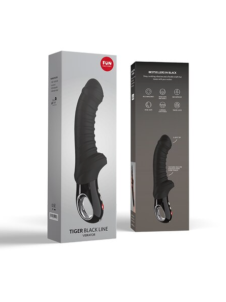 Fun Factory Tiger G5 Black vibrator – ribbed silicone shaft with 12 vibration modes and curved tip for G-spot and prostate stimulation
