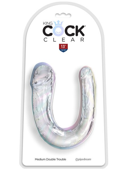 King Cock Clear Medium Double Trouble – realistic double-ended dildo for versatile solo or couples’ play