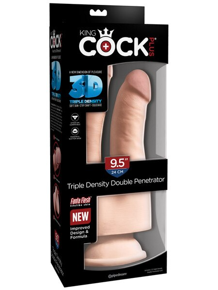 King Cock Plus 9.5-inch Triple Density Double Penetrator – realistic adult toy with dual shafts for simultaneous pleasure