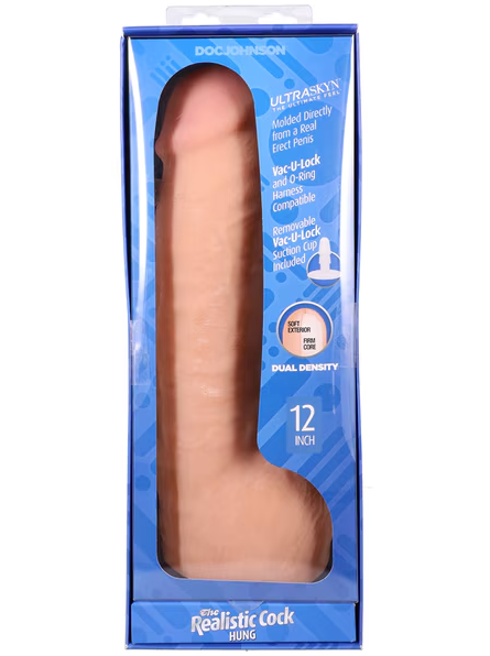 The Realistic Cock Hung 12-inch in vanilla – ULTRASKYN dildo with removable Vac-U-Lock suction cup and lifelike balls