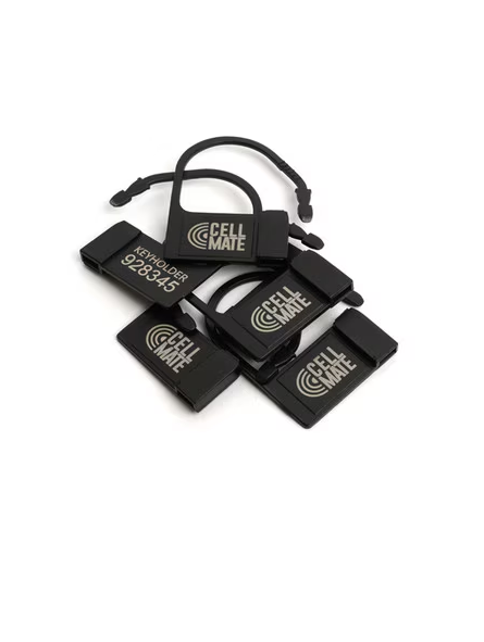 Stealth Locks 5 Pack by CellMate – black plastic chastity locks with unique identifier codes