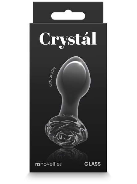 Luxury Crystal Rose Black hand-blown glass massager for intimate pleasure