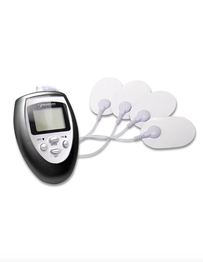 Fetish Fantasy Shock Therapy Kit digital LCD control unit with adhesive electrode pads