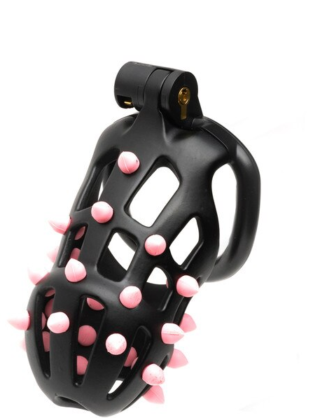 CellMate FlexiSpike Black/Pink – shower-friendly male chastity device with adjustable rings and stealth mode for discreet erotic play