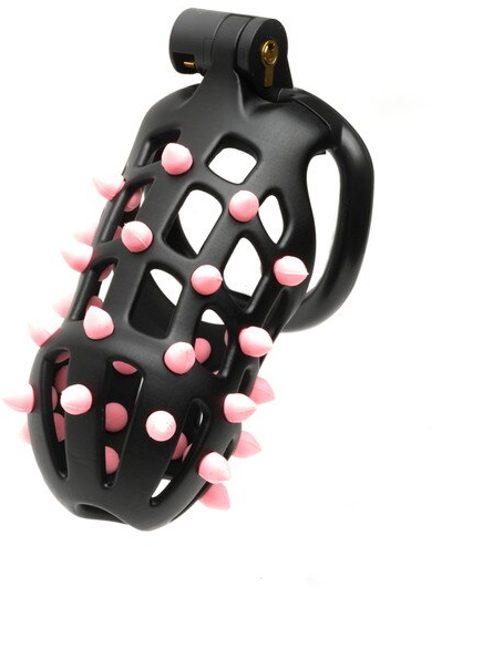 CellMate FlexiSpike Black/Pink – shower-friendly male chastity device with adjustable rings and stealth mode for discreet erotic play