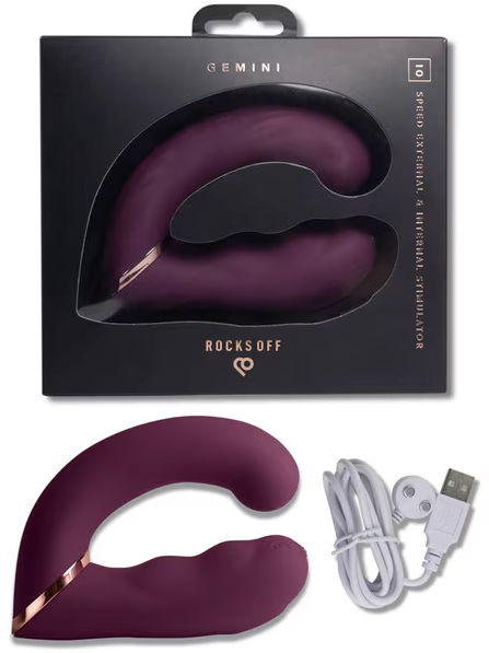 Gemini Burgundy – Premium, waterproof couples vibrator featuring dual motors for immersive, hands-free shared stimulation.