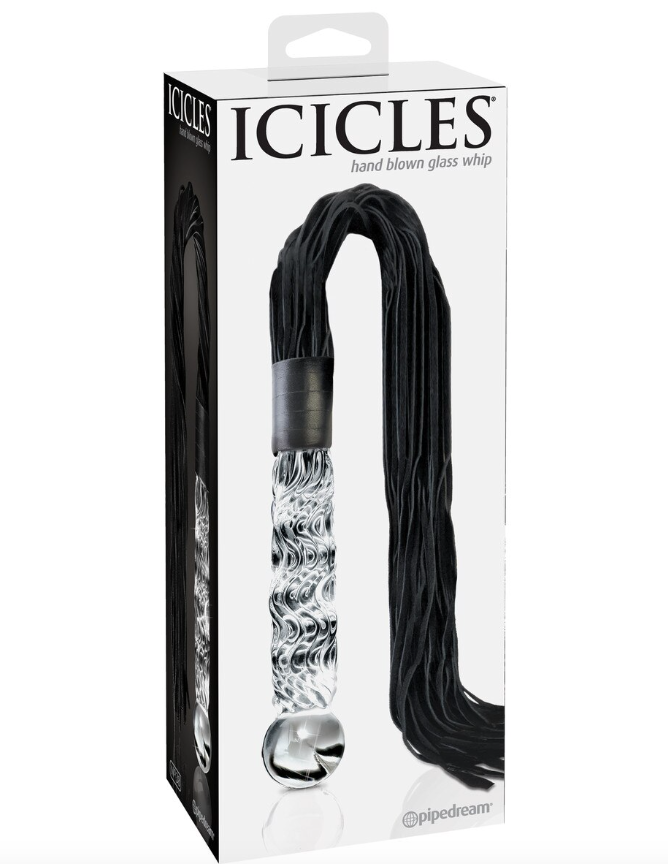 Icicles No. 38 hand-blown glass handle flogger retail packaging