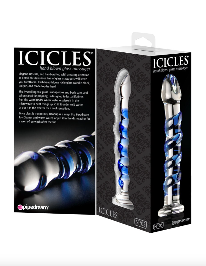 Sleek Icicles No. 5 glass adult toy for smooth, luxurious personal pleasure