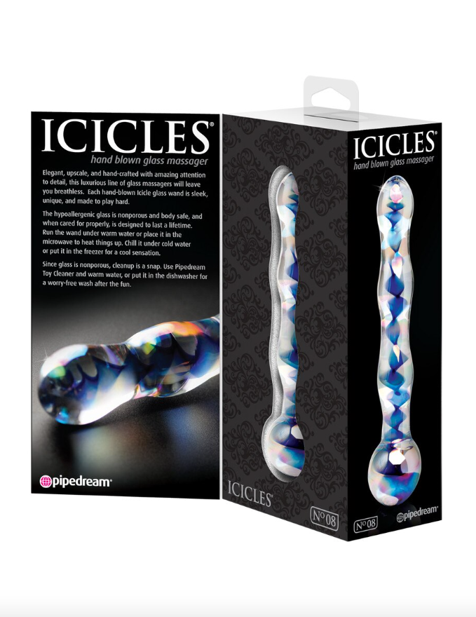 Sleek Icicles No. 8 glass adult toy for smooth, luxurious personal pleasure
