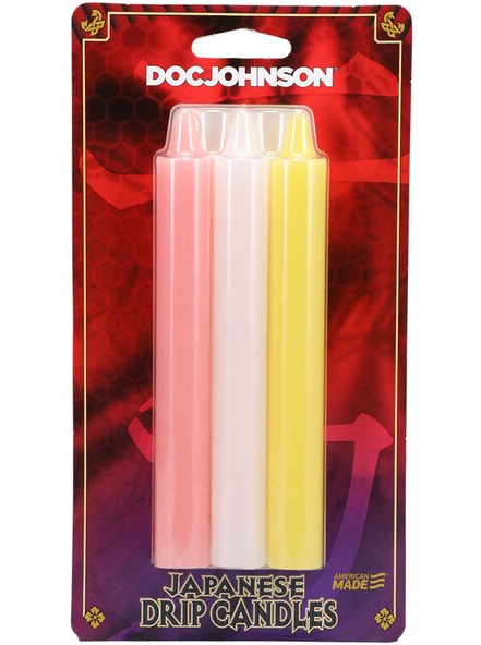 Japanese Drip Candles 3 Pack in pink, white, and yellow for sensual wax play