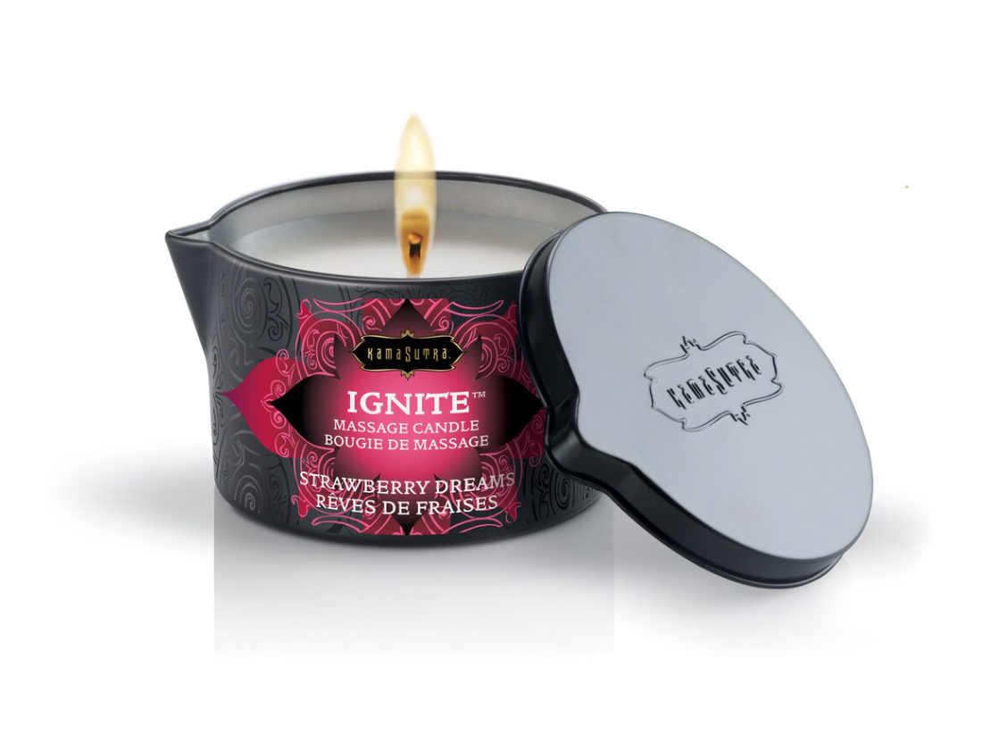 Kama Sutra IGNITE Massage Candle Strawberry Dreams for warm, fragrant, and sensual massages
