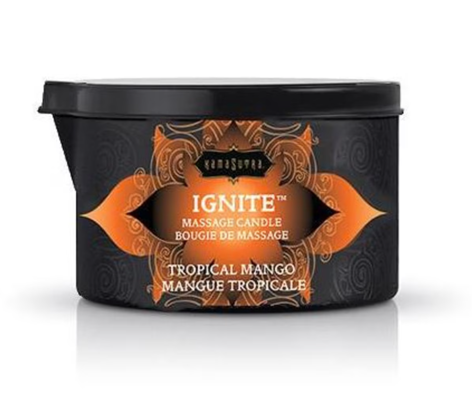 Tropical Mango Kama Sutra IGNITE Massage Candle creating intimate and relaxing experiences