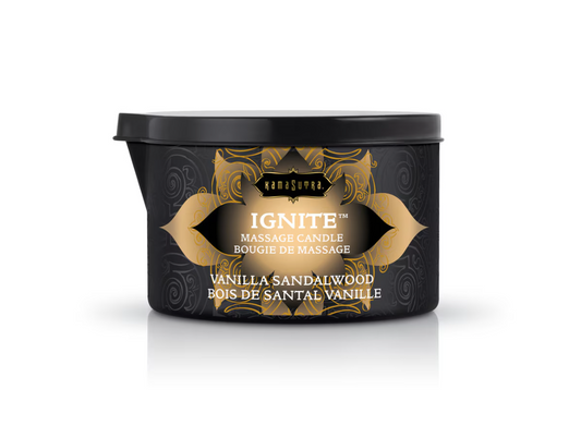 Kama Sutra IGNITE Massage Candle Vanilla Sandalwood for warm, soothing, and sensual massage experiences