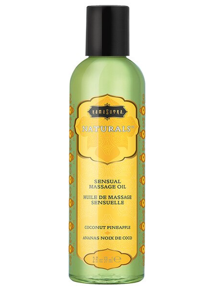 Kama Sutra Naturals Massage Oil Coconut Pineapple 2 fl oz for smooth, nourishing, and sensual massages