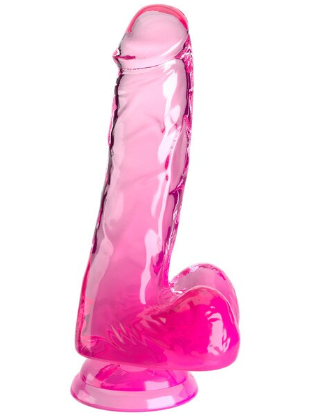 Pink King Cock Clear 6in. with balls – premium lifelike dildo designed for erotic and intimate pleasure