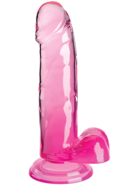 Pink King Cock Clear 7in. with balls – premium lifelike dildo designed for erotic and intimate pleasure