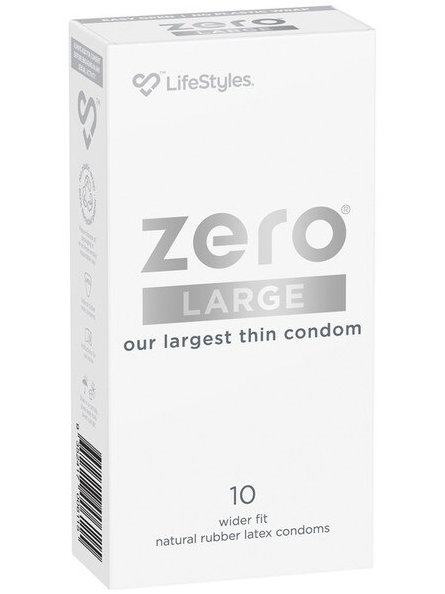 LifeStyles Zero Large 10-pack condoms – ultra-thin, large-sized latex condoms for natural-feeling protection and comfort