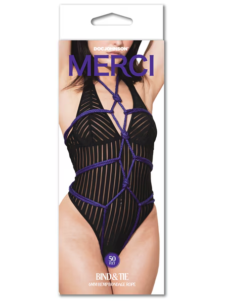 Merci Bind and Tie 6mm Hemp Bondage Rope 50 ft Black – durable rope for safe and versatile BDSM restraint play