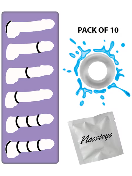 Transparent My Ten Tight Firm Erection Rings with lubricant for intimate use