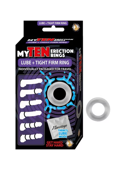 My Ten Clear Tight Firm Erection Rings with lube for enhanced male performance
