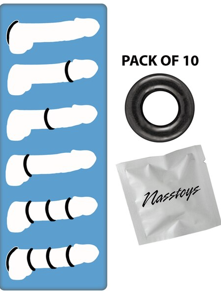 Black My Ten Tight Firm Erection Rings designed to improve stamina and pleasure