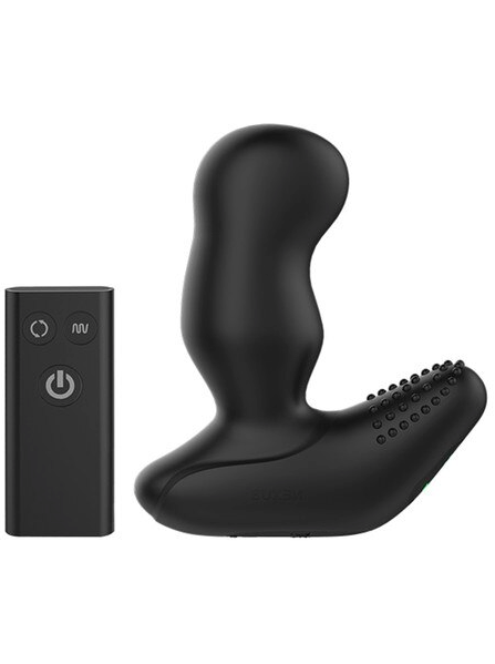 Black REVO EXTREME Prostate Massager – Waterproof, remote-controlled device designed for intense solo or partnered play with rotating and vibrating functions.