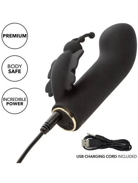 Raven Butterfly – Black Silicone Dual Stimulator with 10 Functions