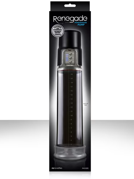 Ergonomic Renegade Powerhouse Pump Black for safe and effective male use