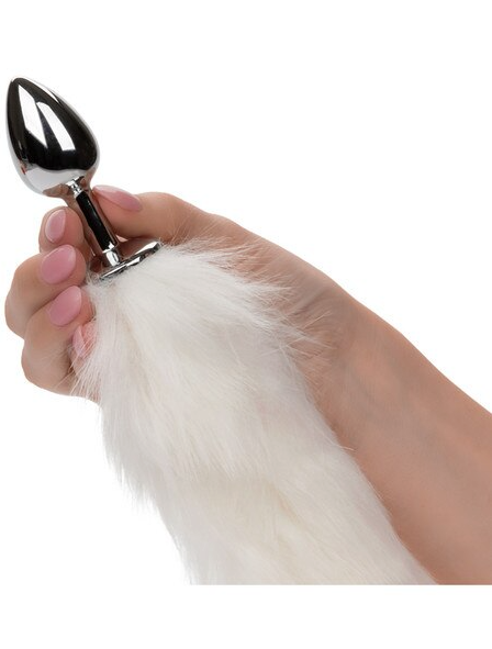 White Tail Anal Plug by Running Wild – Soft silicone plug with realistic faux fur tail, designed for playful and erotic anal stimulation.