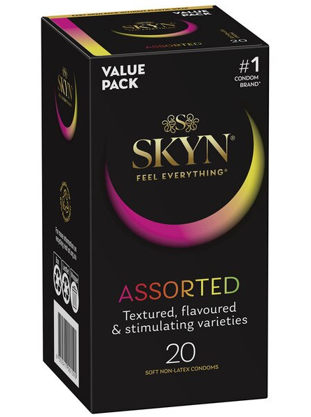 SKYN Assorted Soft Non-Latex Condoms 20-pack – premium body-safe condoms for comfortable, natural-feeling protection