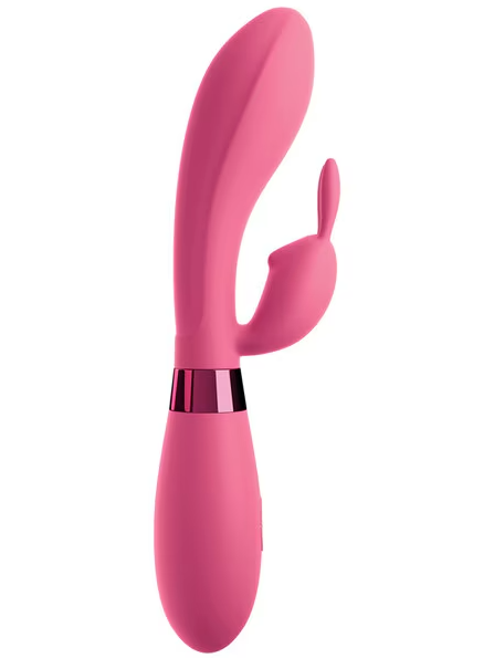 Pink OMG Rabbits Selfie Vibrator – waterproof, USB rechargeable rabbit vibrator with multiple vibration modes for intense solo or couples’ play