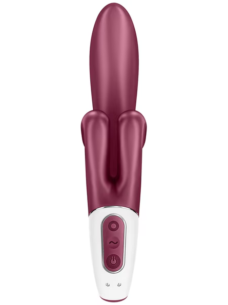 Red Satisfyer Touch Me compact adult toy with multiple vibration settings