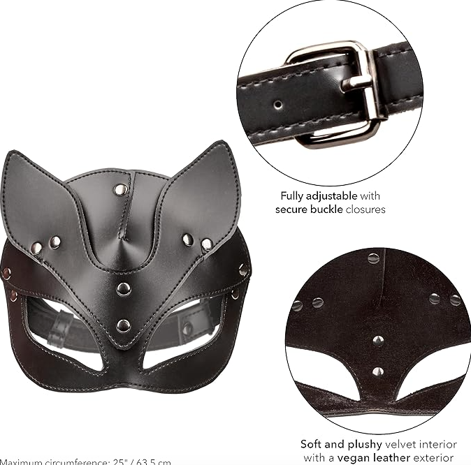 Euphoria Collection Cat Mask – Leather Look PVC Mask with Adjustable Buckle