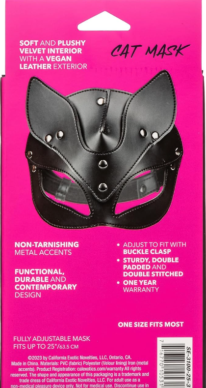Euphoria Collection Cat Mask – Leather Look PVC Mask with Adjustable Buckle
