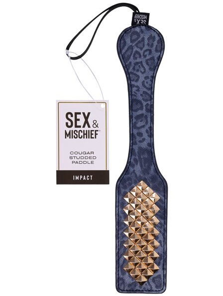 Sex and Mischief Cougar Studded Paddle – premium BDSM paddle with studded surface for erotic spanking and kink play