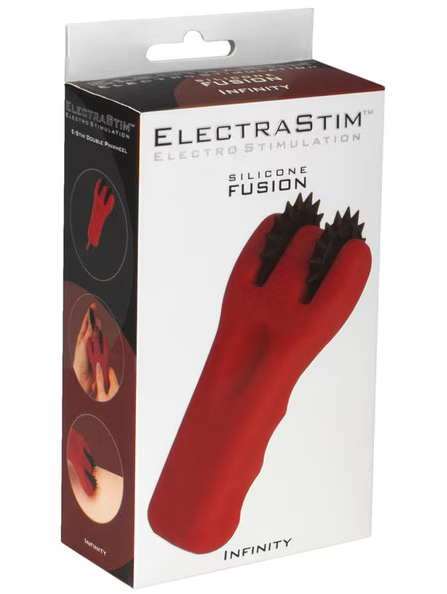 Silicone Fusion Infinity Pinwheel retail packaging with red handle and black silicone wheels