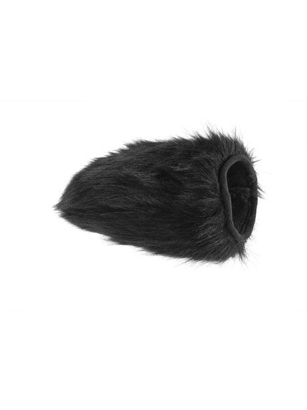 Side view of Spiked Sensory Mitt in black faux fur