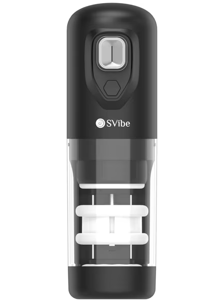 Svibe Ikon Spark Masturbator Transparent Black male toy with soft textured interior