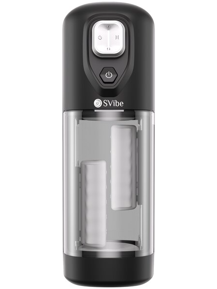 Rechargeable Svibe Ikon Volt Transparent Black masturbator for convenient solo play