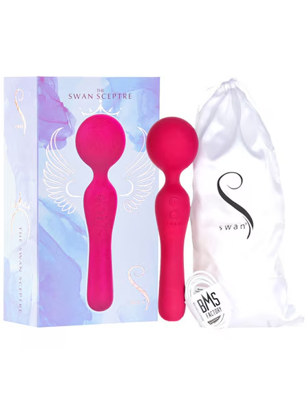 Swan Sceptre high-end adult vibrator with elegant white and gold design for sensual stimulation