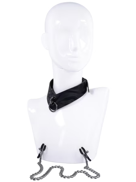 Velvet Noir Collar and Removable Clamps set for erotic and intimate adult activities