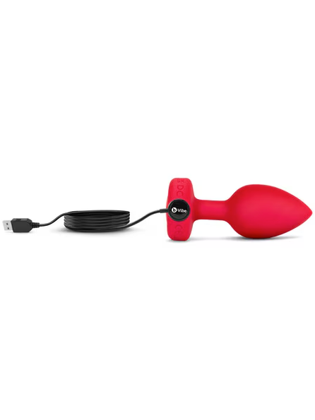 b-Vibe Remote Control Vibrating Jewelled Heart Plug (Red)