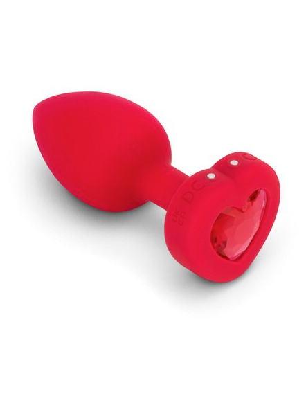 b-Vibe Remote Control Vibrating Jewelled Heart Plug (Red)