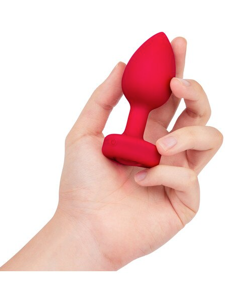 b-Vibe Remote Control Vibrating Jewelled Heart Plug (Red)