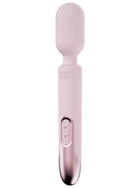 Kiiroo ProWand Pink – rechargeable silicone wand massager with sleek metallic handle, shown on white background