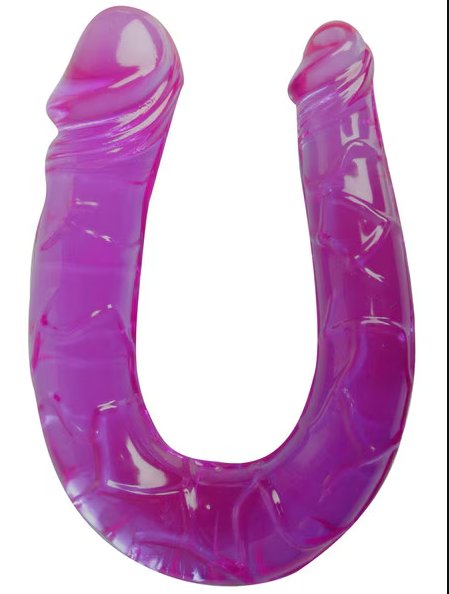 Pipedream Lucky Lady Dual Stimulator – purple double-ended dildo made from body-safe material, designed for dual penetration or partner play, shown on white background