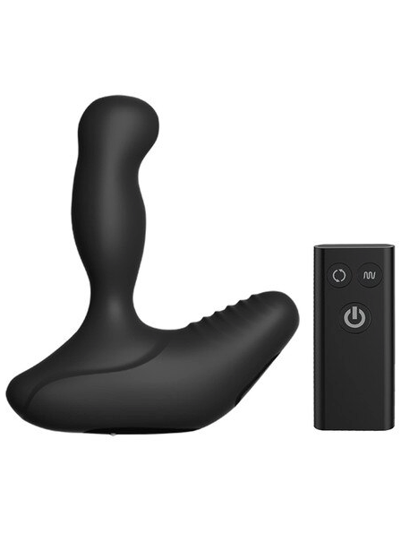 Revo Stealth Prostate Massager App Version – black silicone prostate massager with remote control, rotating and vibrating functions, waterproof design, shown on white background